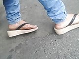 candid feet - caught feet in slipper 02