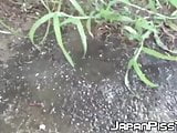 Japanese with big boobs peeing on parking and later in zoo